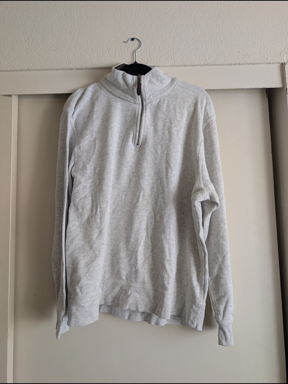 Oversized Light Gray Quarter-Zip Pullover Sweater